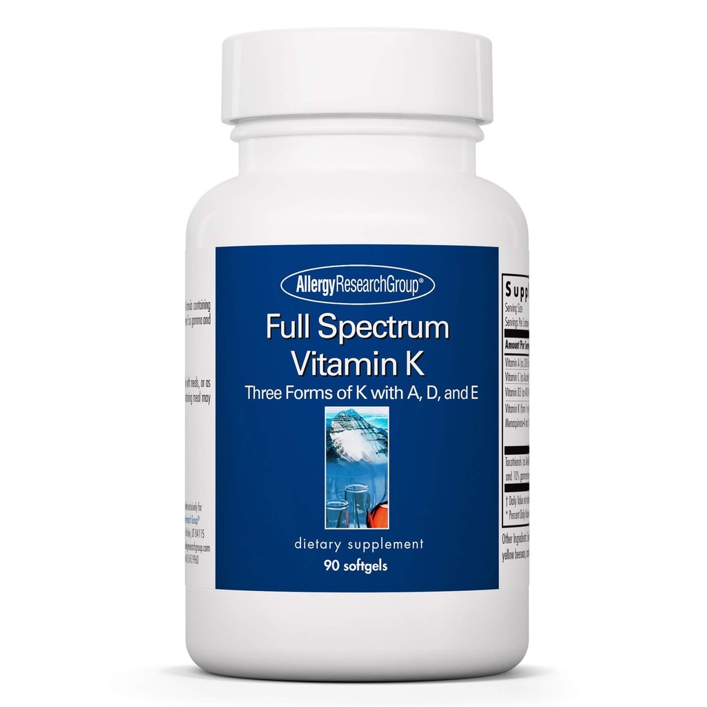 Alergija Raziskovalna skupina Celoten spekter Vitamin K - Vitamin K1 in K2 Dodatek, Vitamin K Complex, MK-4, MK-7, Vitamin D3, Vitamin A - 90 Število