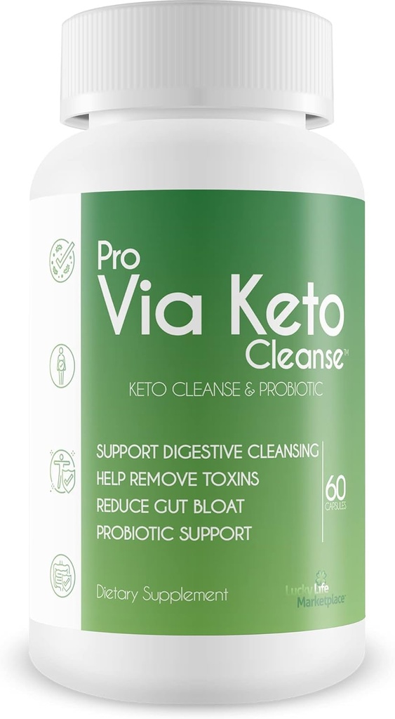 Pro Via Keto Cleanse - pomoč pri odstranjevanju toksinov in nečistoč - Na rastlinah temelječ naravni Keto Cleanse s probiotično podporo - Podpora Prebavno čiščenje in zmanjšanje črevesja Bloat - Aid odpadki odstranjevanje in razstrupljanje