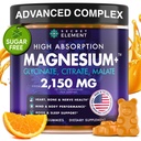 Magnezij Glicinat 2150MG Gumiji za ženske in moške, visoka absorpcija Magnezijev Glicinat, Citrat, Malate Gumiji za odrasle in otroke, podpora za spanje, sladkor brez, Vegan, 60 Chews, Orange