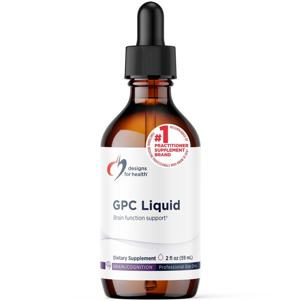 Designs for Health GPC Liquid Drops - 600mg Soy Free Alpha Glycerophoholine dodatek, Non-GMO GPC Choline iz sončnični lecitin - podpira zdravo delovanje možganov (30 Servings / 2oz)
