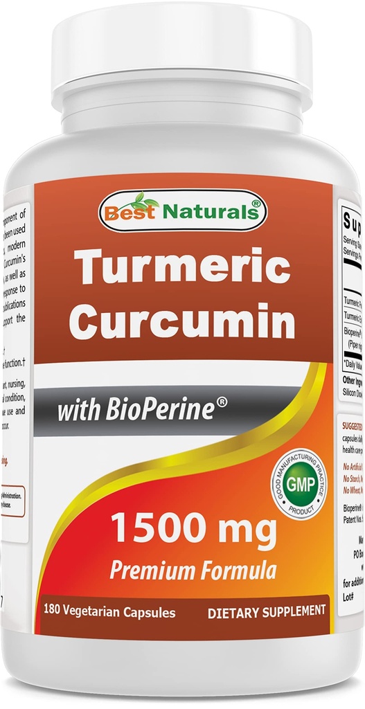 Najboljši naravni kurkumin 1500 mg/serving z Bioperinom - 180 Veggie kapsul