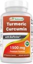 Najboljši naravni kurkumin 1500 mg/serving z Bioperinom - 180 Veggie kapsul