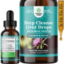 Globoko čiščenje jeter, Detox & Popravilo z mlekom Thistle tekoče kapljice - Jetra Detox Liquid Artichoke Extract z Dandelion Leaf, Ginger & Kurmeric kurcumin za imuniteto in dnevno čiščenje - 2Fl OZ