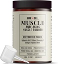 LifeCell Whey Protein – Anti-Aging Muscle Builder z gobami Shiitake, kolagen in hialuronska kislina – brez arome, brez dodanega sladkorja, brez soje, brez glutena, 600g (18 servingov)