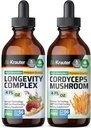 BIO KRAUTER Dolgoživost goba Tinktura 4 Fl. Oz. & Cordyceps goba Tinktura 4 Fl. Oz.