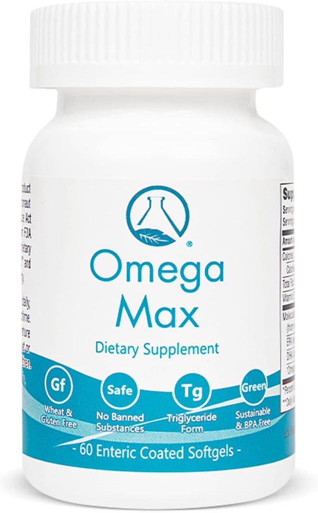 Omega Max - 60 Ct Enterično prevlečeno, brez Burp ribje olje I Omega-3 EPA DHA dodatek I srce, vizija, Brain & Imune Support, 2000mg/serviranje