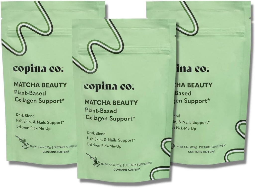 Copina Co. Matcha Beauty Vegan Colagen Booster Drink Mešanica: Rastlinsko osnovana kolagen podpora Smoothie Drink Vegan Creamy Mešanica 