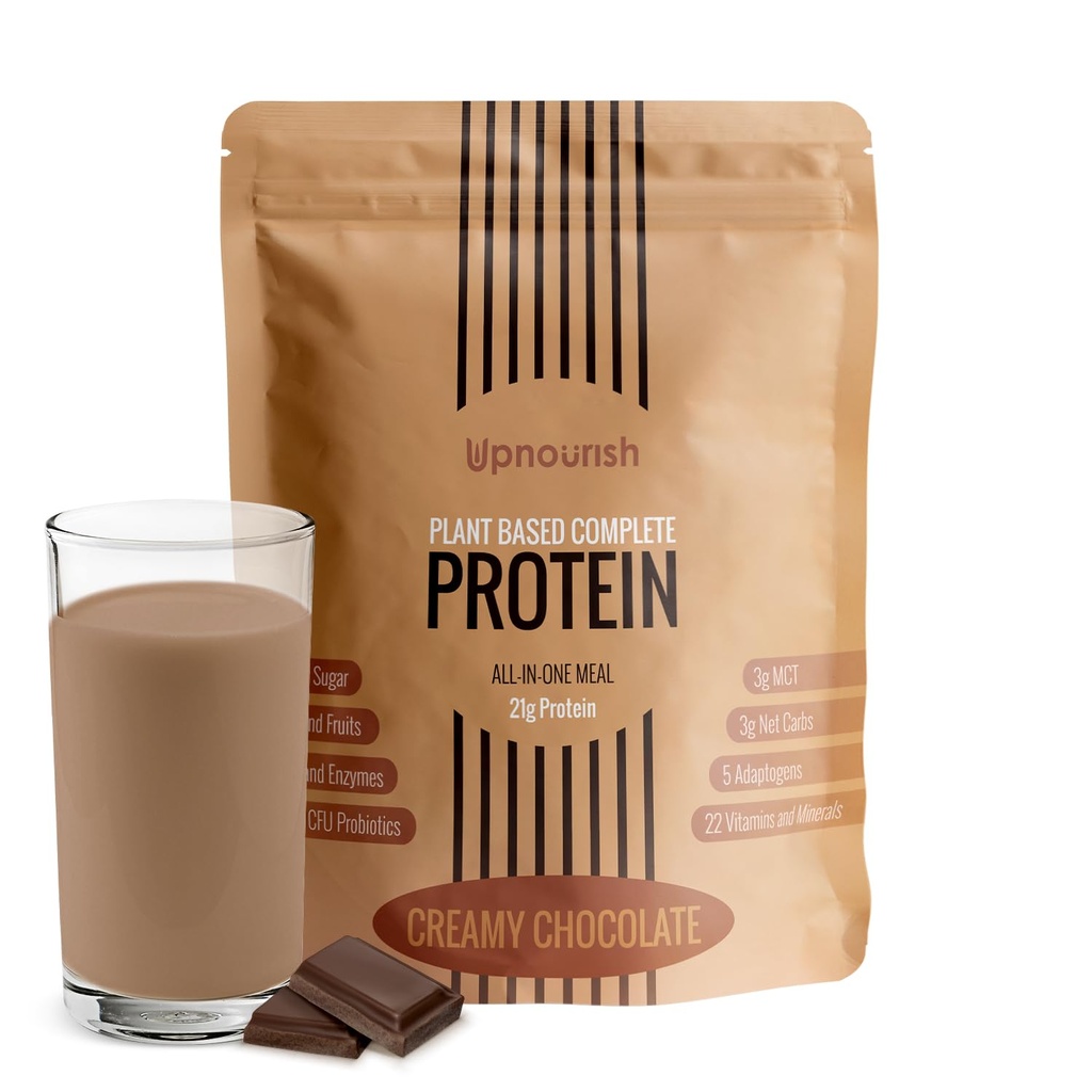 Gornomorska čokolada Vegan Protein Powder 54 Superfoods Powder,1.5 Milijarda CFU Probiotiki 21g Rastlinske beljakovine, Brez sladkorja brez mleka Brez GSO Mlečni izdelki, Nadomestna hrana Keto-prijateljska prehrana,15 Servisi