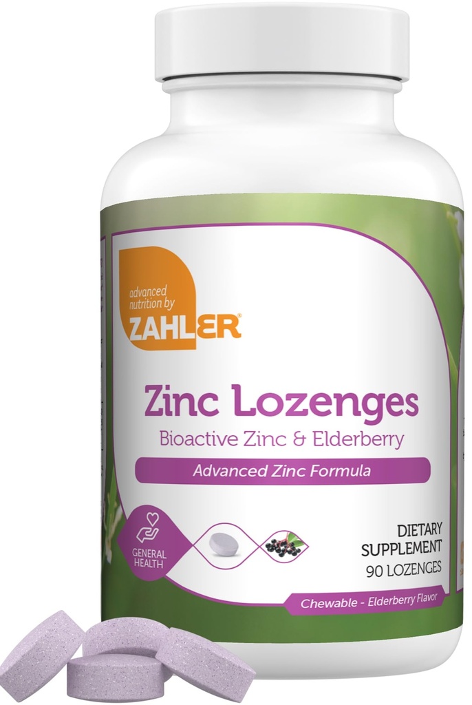 Zahler Elderberry Cink Lozenges za odrasle in otroke - Okusni žvečljivi cink & Sambucus Elderberry Lozenges za imuno podporo - Kosher, Izdelano v ZDA - Cink dodatki za moške in ženske (90 grof)