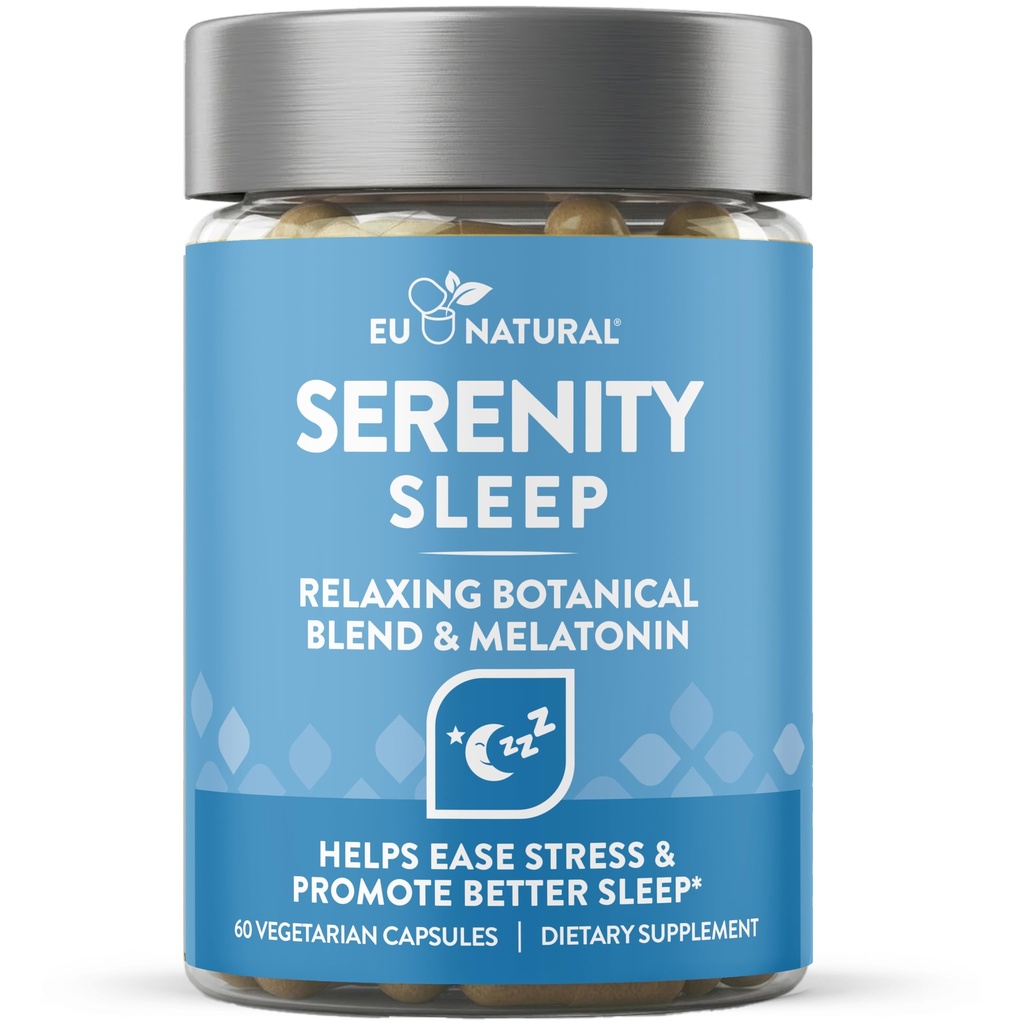 Serenity Sleep Natural Sleep Aid – Močna mešanica magnezija, Valerian Root in Melatonin – Naravni Sleep Aid – Nenavaden način za sprostitev in dobili dober spanec – 60 Veganske mehke kape