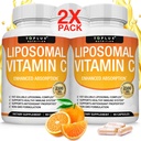 Liposomski vitamin C 2100mg Visoka absorpcija Maščoba Topen VIT C - Imunska podpora Kolagen Booster Immunity Defense & Močan antioksidant, MCT olje in sončnični lecitin, Acsorbična kislina, Vegan ne-GMO