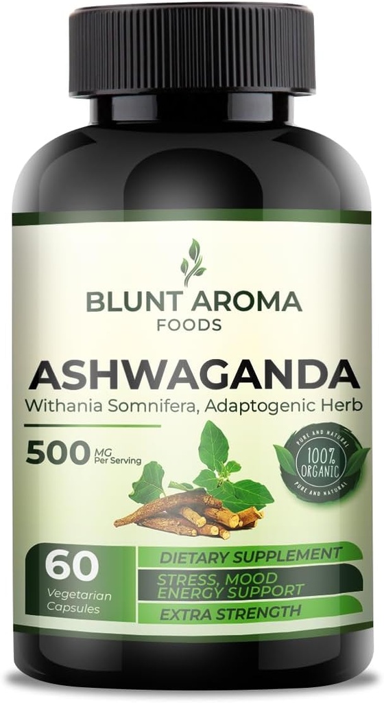 Ashwagandha Extract kapsula - velika jakost 5200 mg praška. Mešana korenina ingverja, kurkumin, korenina alkaneta in črni poper - 60 kapsul - 2 meseca