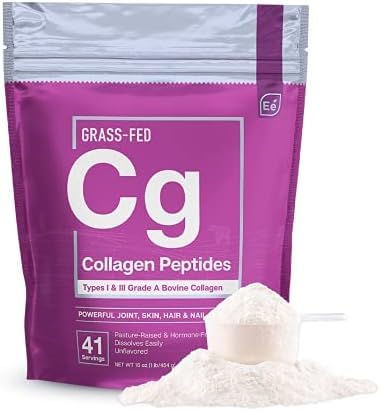 Eterični elementi Hidralizirani kolagenski peptidi v prahu za moške in ženske - skupni, kožni, lasni in nohtni podporo - 15 Grams vrste I & III Grass-Fed goveji kolagen - 30 Serving
