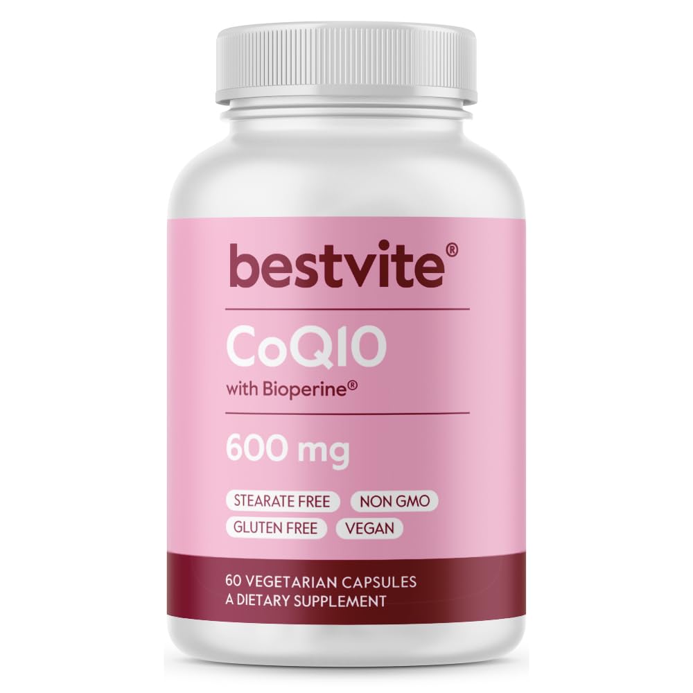 Koencim CoQ10 600 mg na kapsulo z bioperinom (60 vegetarijanskih kapsul) naravno fermentiran - brez titanovega oksida - brez polnila - brez stearat - brez glutena - brez GSO