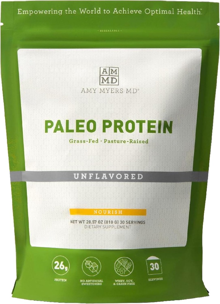 Amy Myers MD Paleo Protein Powder - brez arome, 20 Serving - Kolagen-Based Gut Function Supplement - Gluten-free & Non-May Protein dodatek