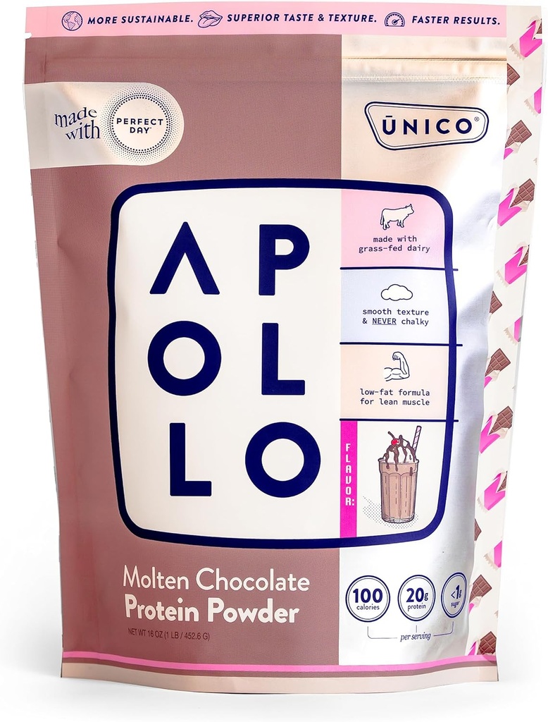 Unico Apollo Molten čokoladni proteini v prahu - 20g 100 % sirotkinih beljakovin, jajčni albumin in kazein