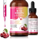 Vitamin B12 5000 mcg Tekoče kapljice Vse naravne rastline Superhrana Zdrava energija Možgani Booster Neuron Podpora Živčevje Naravne energije Mood Memory 60ml Net Wt Cherry Flavor