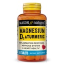 MASON NARAVNI Magnezij in vitamin D3 s kurkuma, 60 dan dobave prehranska dopolnila z 500 mg magnezija, 3000 i.e. vitamin D3 in 150 mg Kurkuma