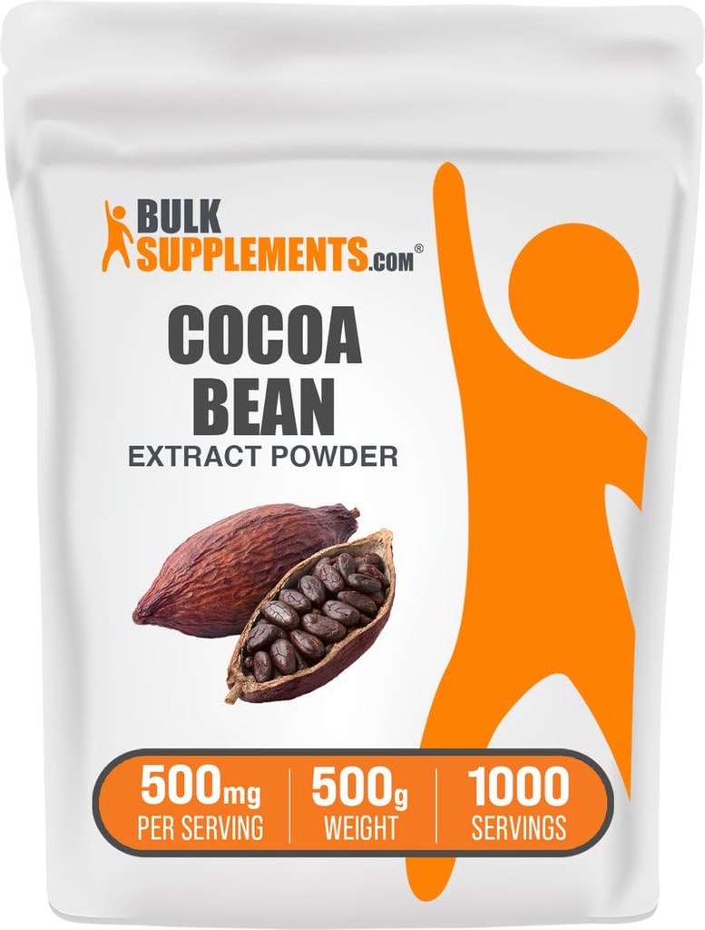 BulkSupplements.com Cocoa Bean Extract Prašek - kakav dopolnilo - nesladkan, Vegan & Gluten Free, 500mg na serviranje, 500g (1,1 lbs) (Pack of 1)