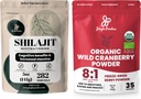 džungla praški Ultimate Vitality Bundele: 5oz Shilajit Powder & 5oz Organic Wild Cranberry Powder - Energija, Imunska podpora, Superfood Extracts for Peking, Smoothies, USDA Certified