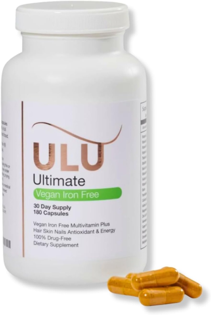 Ultimate Multivitamin: Vegan, brez železa, spodbuja močnejše lase, kožo, in nohti in izboljšuje antioksidant in energijo z boljšim spanjem in manj stresa - 180 kapsul (30-dnevno oskrbo)