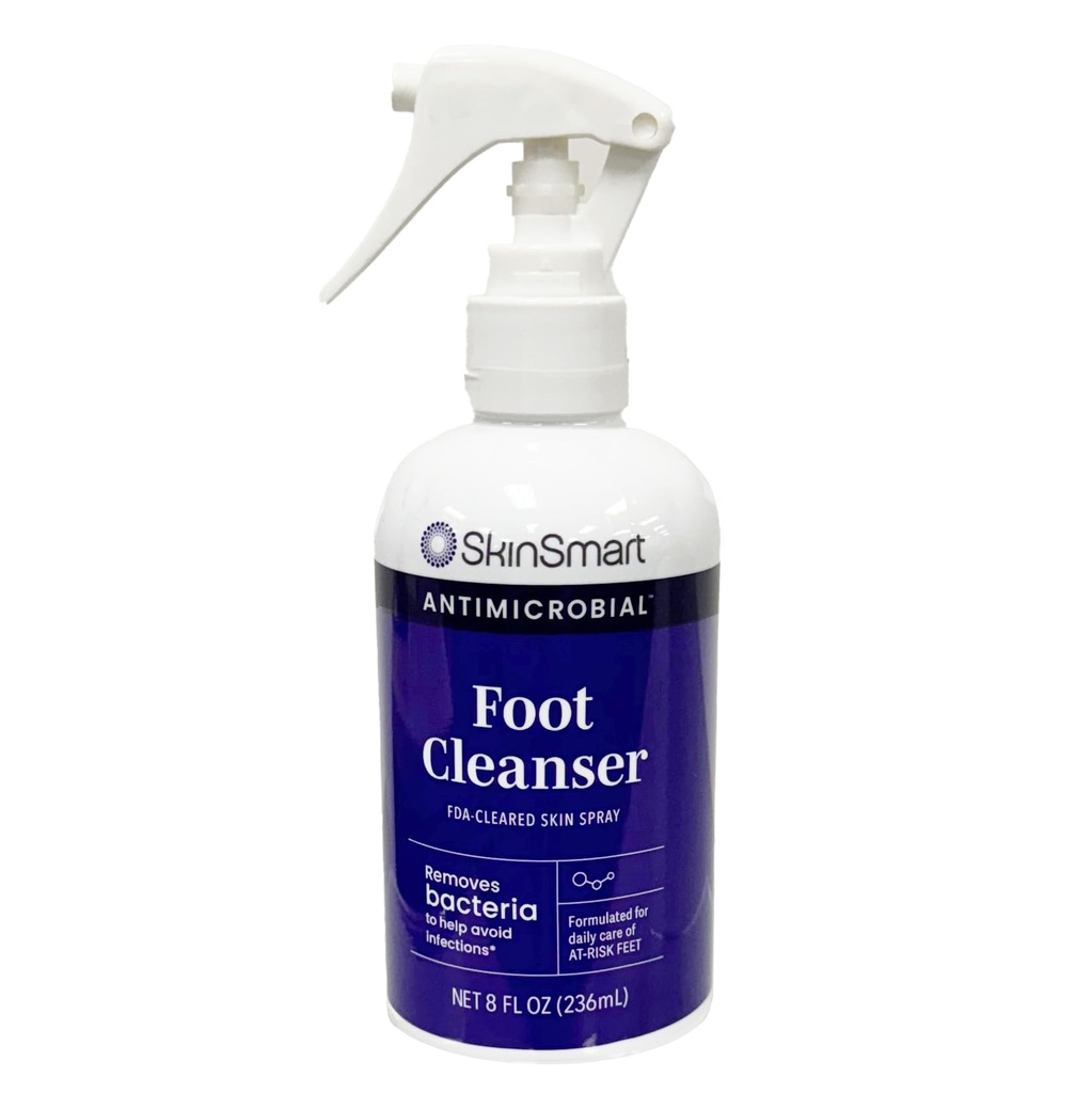 SkinSmart Daily Foot Cleanser za noge na risk, odstrani bakterije za preprečevanje okužb, 8 unča Spray