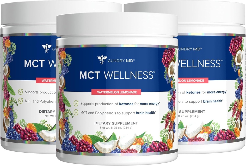 Gundry MD MCT Wellness v prahu za podporo energije, Ketone Proizvodnja in zdravje možganov, Keto prijazno, Sladkor brez (90 dnevna dobava, lubenica limonada)