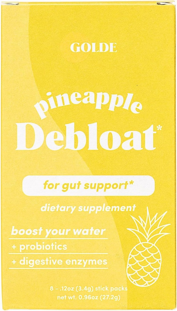 GOLDE Pineapple Debloat - Probiotični dodatek za naravno olajševanje in trajno prebavno ravnovesje - Vegan, Keto, Nizka Sugar - 8 Servisi