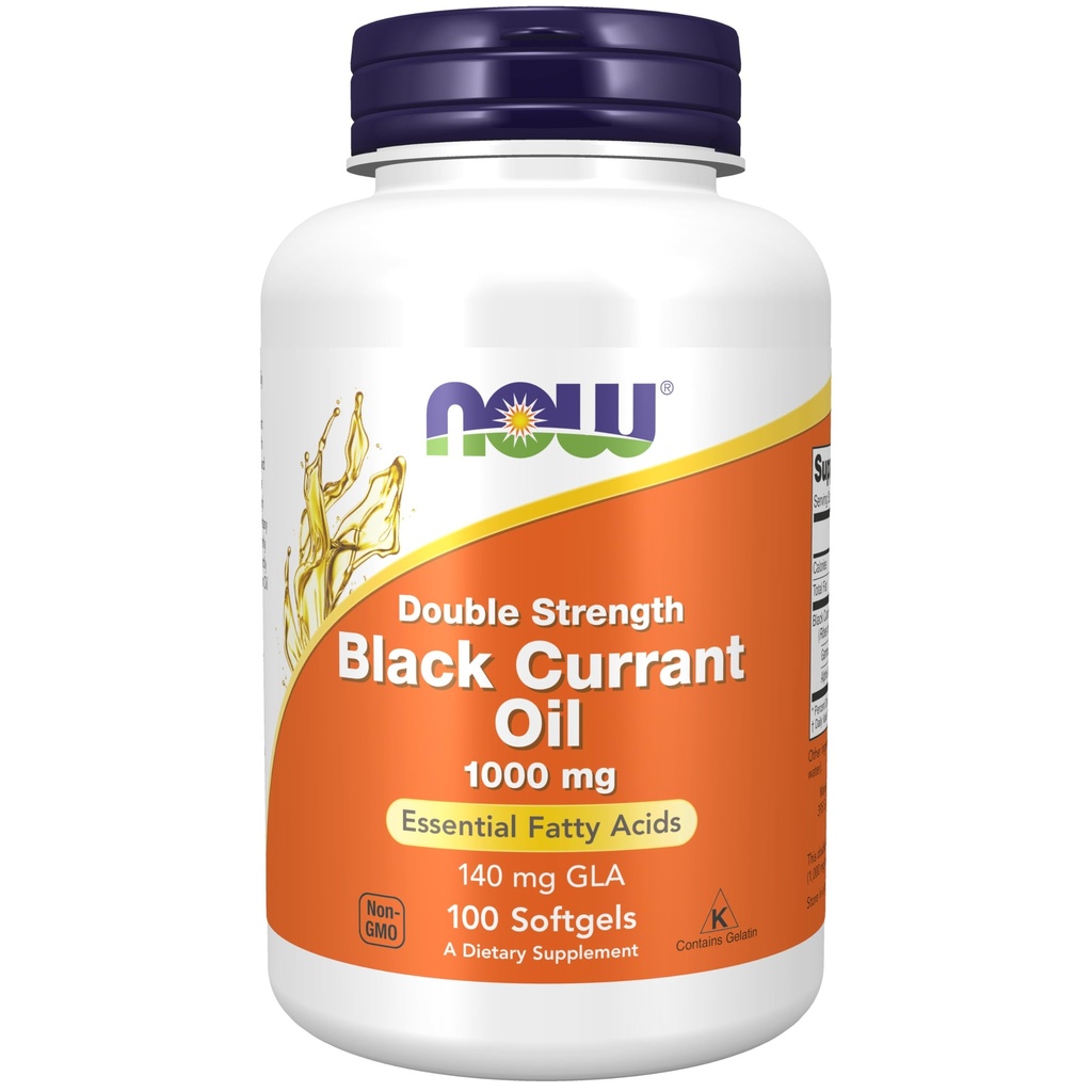 NOW Foods Supplements, Black Currant Oil 1000 mg Dvojna moč s 140 mg GLA (gama-linolenska kislina), 100 Softgels