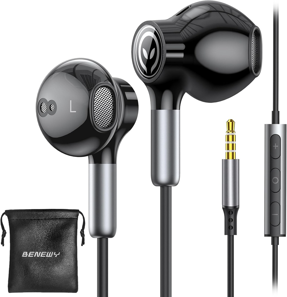 BENEWY Wired Earbuds z mikrofonom, Wired Earphone in-Earphone, Volume Control, Močni Bass in Clear Audio, 3.5mm Jack Earbuds za iPhone, iPad, Prenosnik, Računalnik, MP3