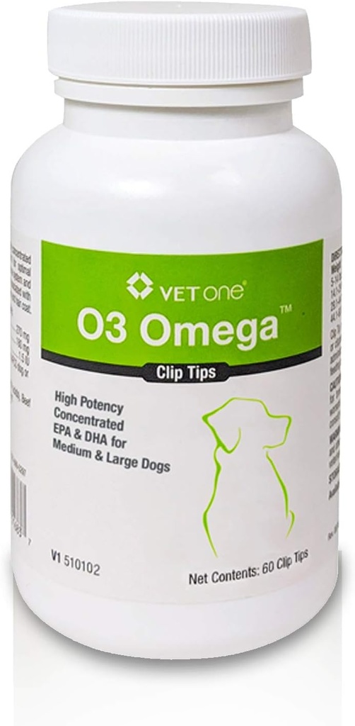 VetOne: O3 OmegaTM Clip Nasveti Hranilna dopolnila z Omega 3 Maščobne kisline - Srednje in veliki psi (60 Count Steklenica)