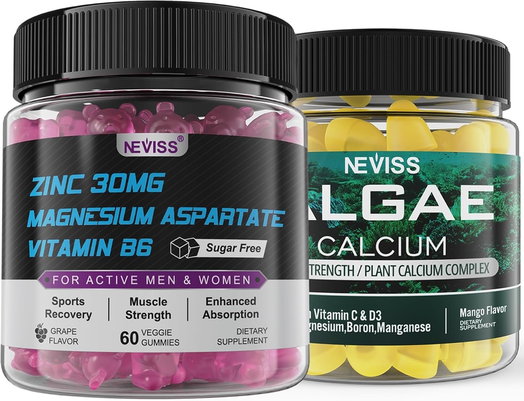 NEVISS Algae kalcijevi gumiji z cinkom in magnezijem dodatek