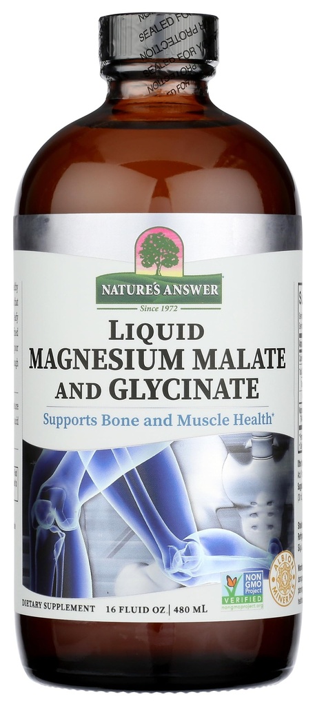 Magnezij Glicinat & Magnezijev malat Tekoči - 16 Oz Magnezijev koncentrat - Vegan & Gluten-free - Kost, mišice in kardiovaskularna podpora - Primeren za vse