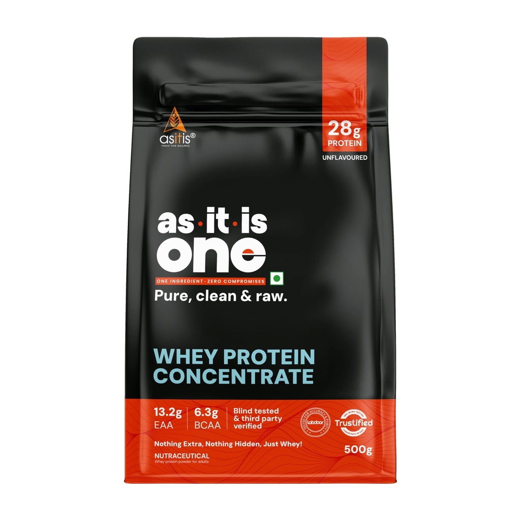 AS-IT-is Nutrition Whey Protein Concentrat 80% Nearomatiziran, Labdoor Certified Brez konzervansov Gluten-free Nearomatiziran in nesladkan (500gm/17.6 Oz)
