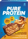 Čiste beljakovinske čokoladice, visoke beljakovine, hranilni prigrizki v podporo energiji, nizkemu sladkorju, brez glutena, čokoladno arašidovo maslo, 1,76 Oz (pak 6)