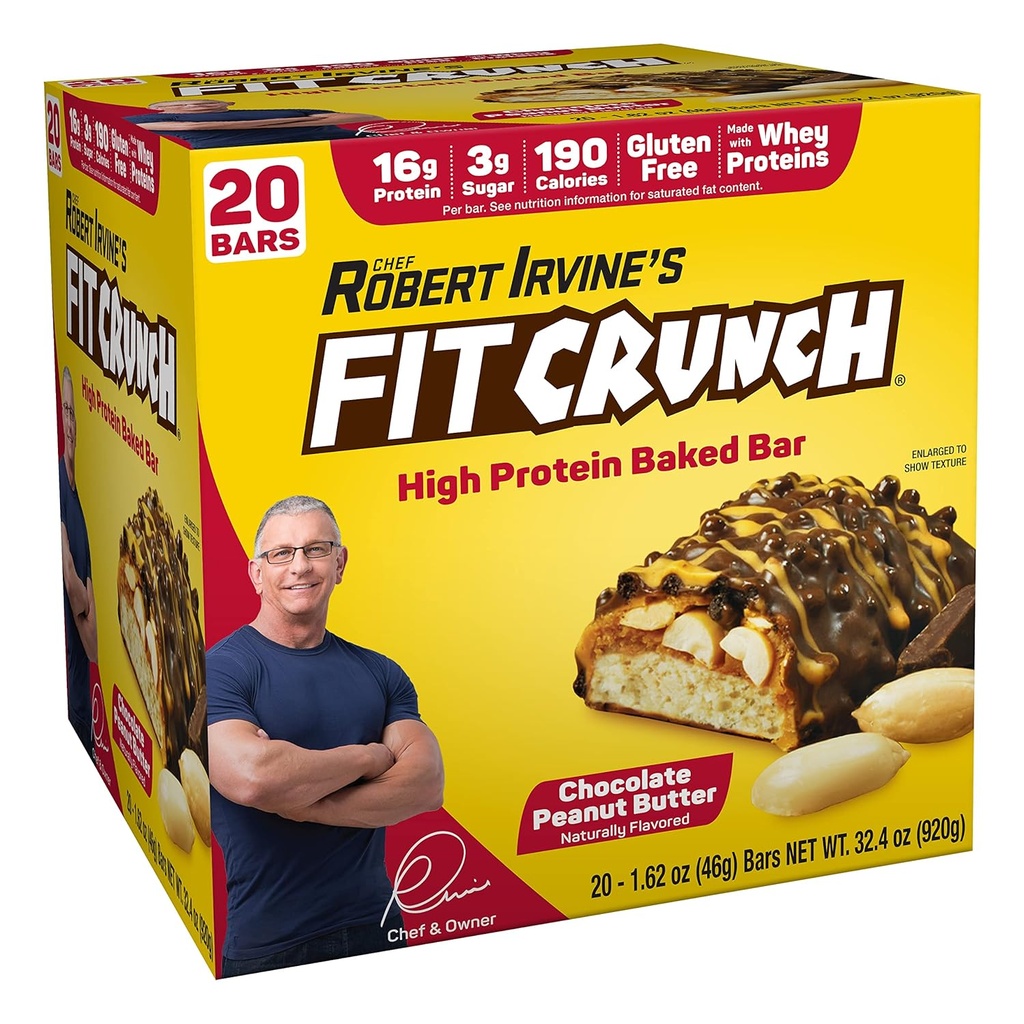 FITCRUNCH Beljakovinske čokoladice, prigrizek velikosti vrednost paket, Gluten brez, izdelan iz sirotkinih beljakovin (20 Prigrizek velikosti čokoladice, arašidovo maslo)
