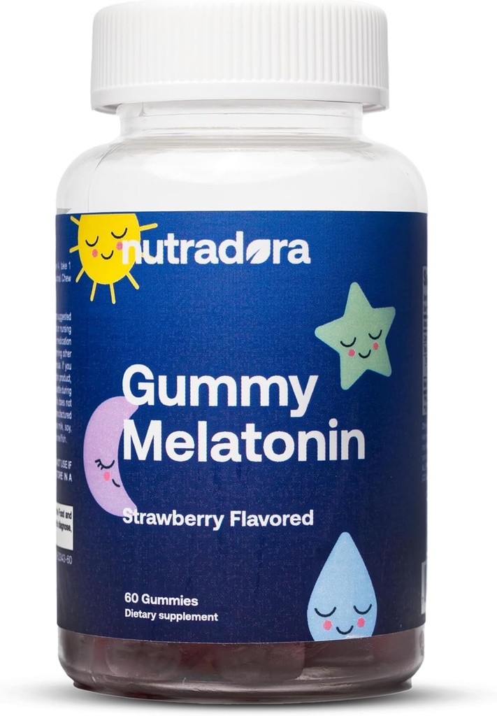 Melatonin Kids Sleep Gumies - Sleep Gumies za otroke in odrasle Pomoč pri urejanju spanja, Wake Cycle, Relaxation, Izboljšati spalno odličnost, Jagodni okus, Made in USA, 60 Gummies