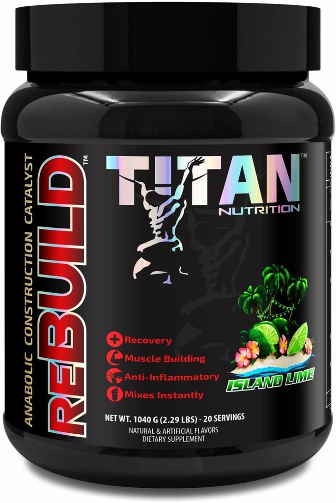 Titan Nutrition Rebuild- Post Workout Recovery Vžigalnik s grozdom Dekstrin, Kreatin, BCAA je (otok lime, 20 Serving)