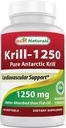 Best Naturals Pure Antarktic Krill Oil 1250 mg (Triple Jakost) z Omega-3s EPA, DHA in Astaksantin 60 Softgels