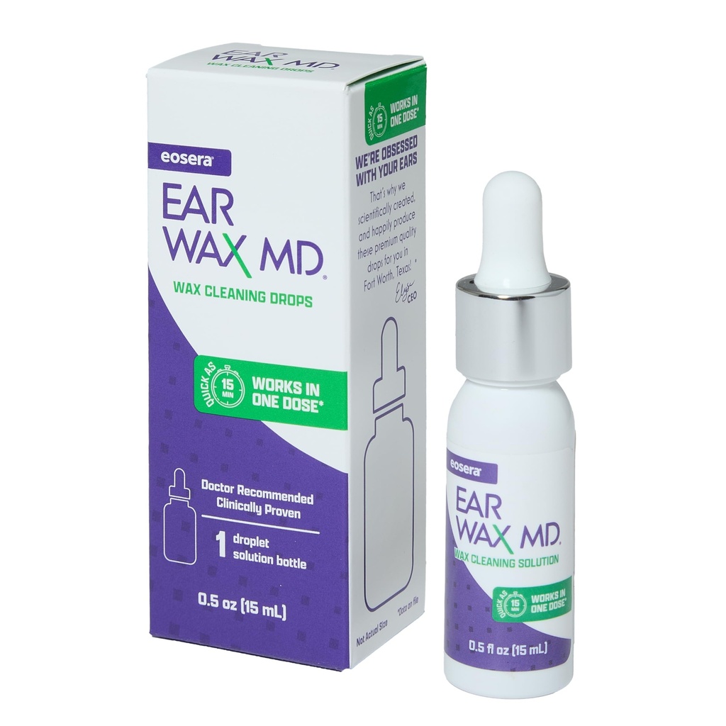 eosera® ušesni vosek MD® - ušesni vosek odstranjevalne kapljice - zlomi in raztopi ušesni vosek v samo 1 zdravljenju - zdravnik priporoča in klinično dokazano - nežen in varen - 15-ml