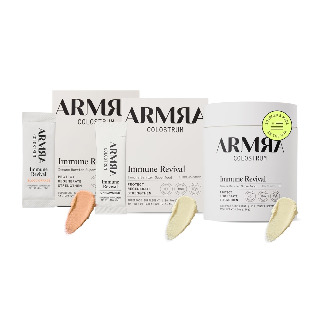 ARMRA ColostrumTM Premium prašek, hranilo za travo, gumijasta napihnjenost kože in las, vsebuje 400+ bioaktivna hranila, Keto, Gluten & Maščoba brez (krvna oranžna, nearomatična strežba 