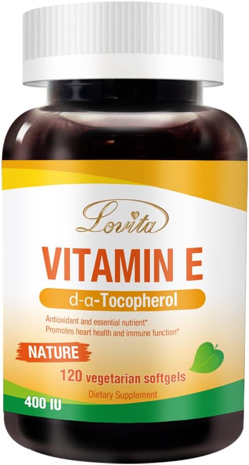 Lovita Vitamin E 400 i.e. softgels, naravni vitamin E 268 mg (kot D alfa tokoferol), veganski vitamin E za zdravo kožo, lase, nohti in imunski sistem podpora, 120 vegetarijanski softgels