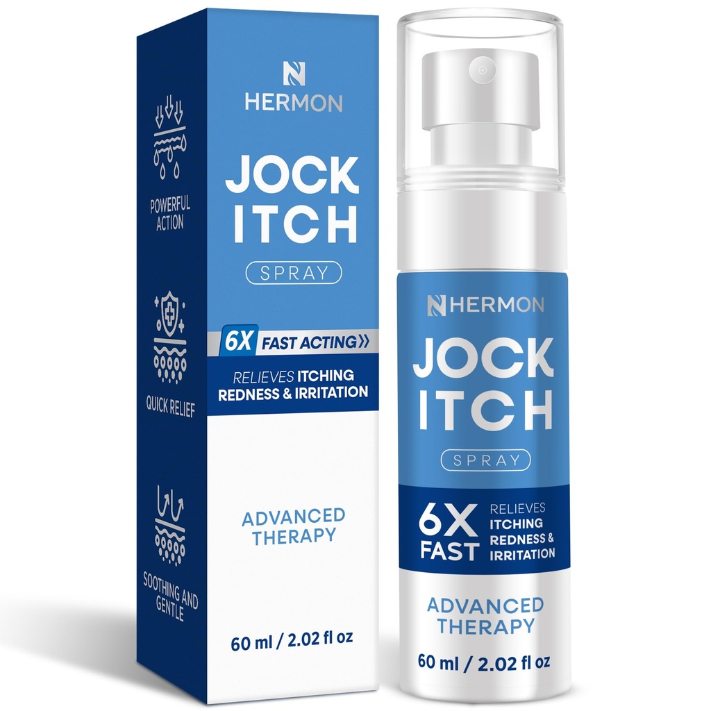 Hermon Jock Srbeč Spray za moške: Zmogljivo zdravljenje Jock Srbečica - Extra Strength Spray Liquid Zagotavlja uteho - 2.02 Fl Oz (Pack of 1)
