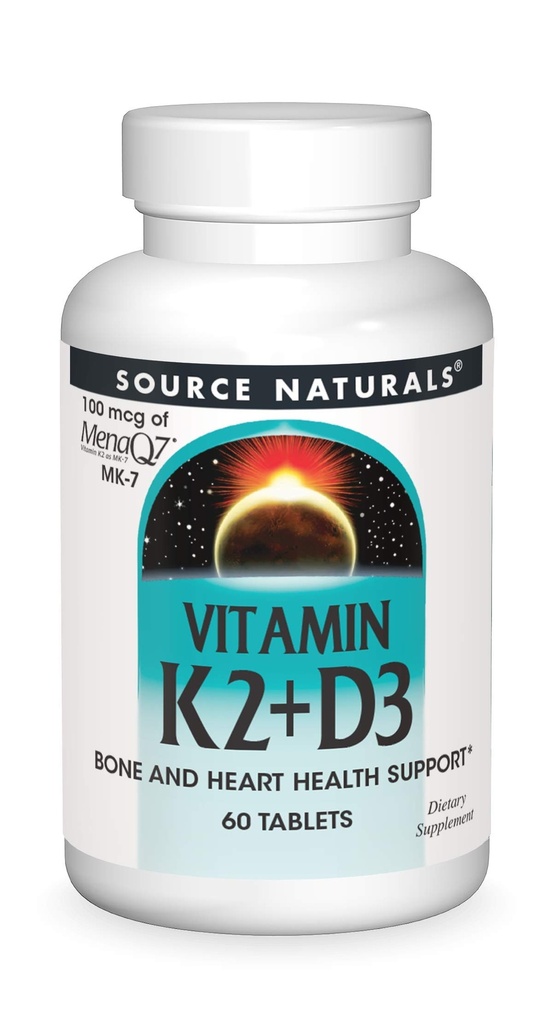 Vir Naturals Vitamin K2 + D3 Health Complex - 400 IU Vitamin D3 & 100 μg Vitamin K2 (MK-7) s kalcij - 60 tablet