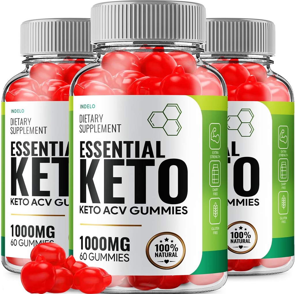 (3 Pack) Essential Keto ACV Gumies - Napredna Formula Essential Keto + ACV Teža Gumies Apple Cider Vinegar Keto Essential Dietary Supplement Komentarji Vitamin B12 B6 (180 Gumies)
