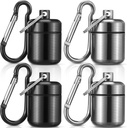 Hicarer 4 Pack Uho Plug prenos primeru Prenosna tabletke imetnik primeru vodoodporne kovine majhne tablete zabojnika tabletke za ušesa in imetnik nakita(črna, siva)