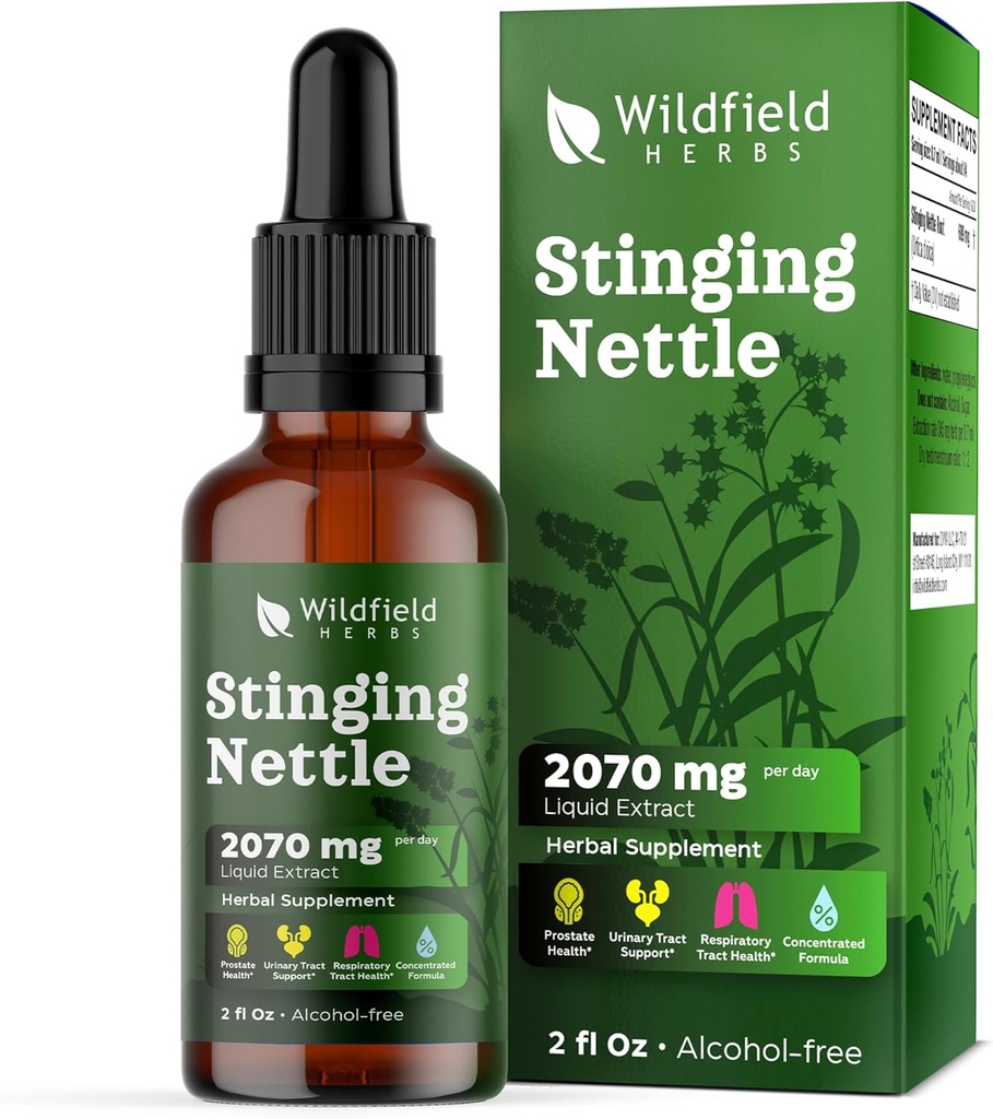 Sting koprive korenski izvlečki kapljice 2000mg (Urtica dioica L.) Zeliščni dodatek absorbcije boljše kot kapsule, 1 mesec dobave, 84 Servisi, Alkohol brez tinkture - 2 Oz, pakiranje po 1