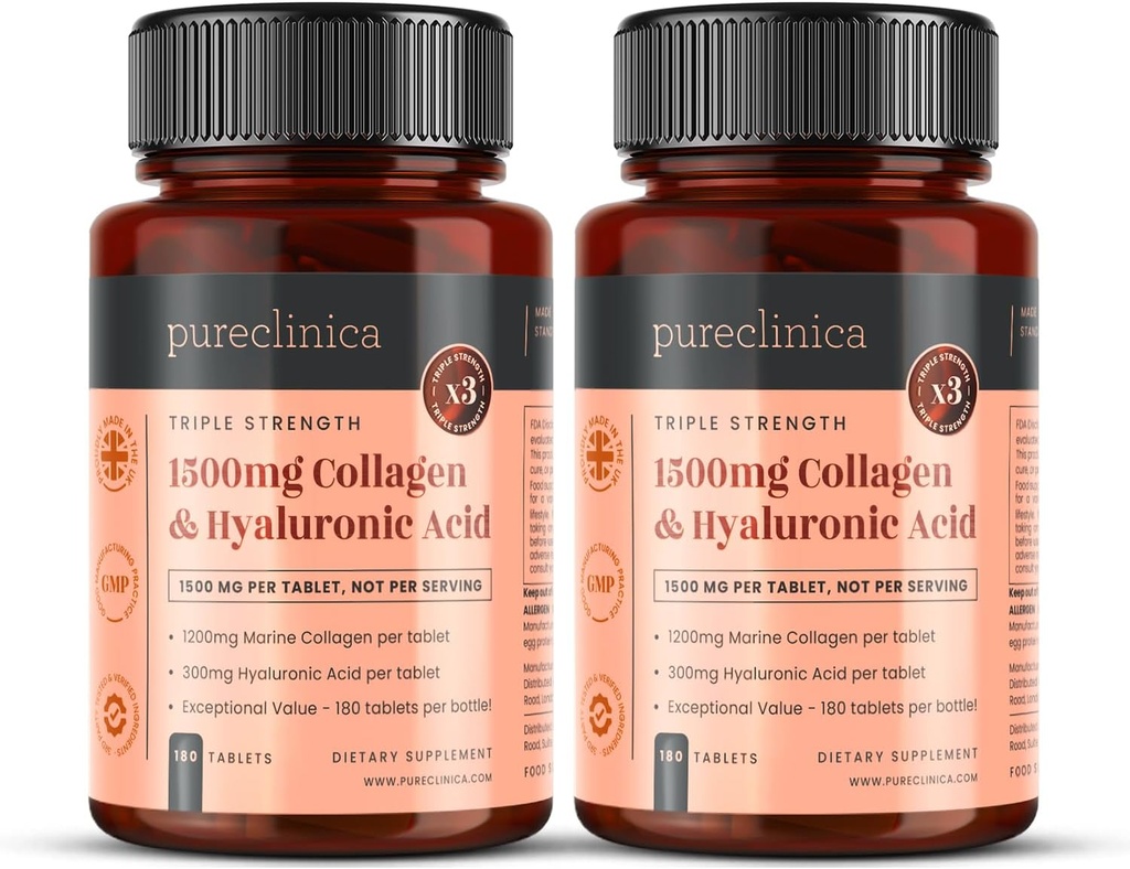 pieclinica UltraColl kolagen & hialuronska kislina 1500mg x 360 tablete (2 steklenici po 180) - 1 letno oskrbo