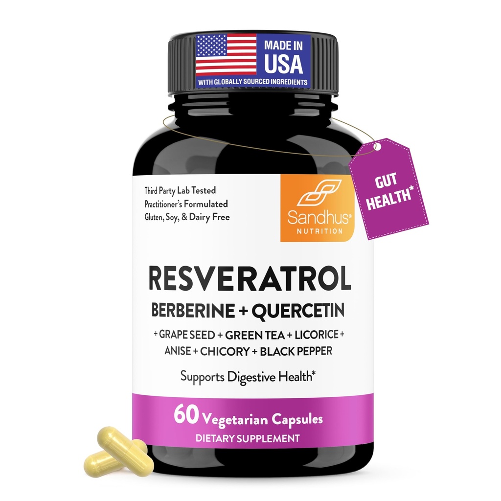 Sandhu's Resveratrol z Berberine za Gut Health 