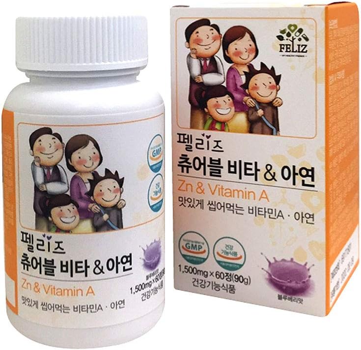 [Eugene Biotech] Feliz Žvečljiva Vita A & Zn 90g(100mg X 60 žvečljivih tablet)